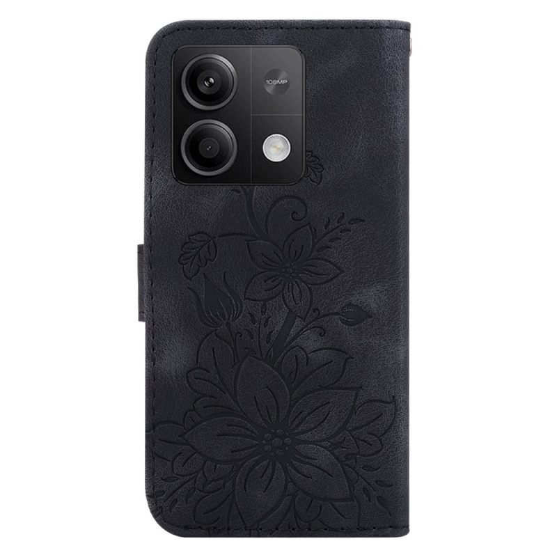 Δερματινη Θηκη Xiaomi Redmi Note 13 5g Floral Σχέδιο Με Λουράκι