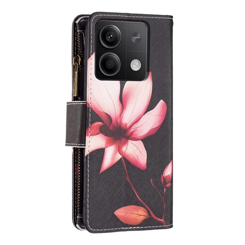 Δερματινη Θηκη Xiaomi Redmi Note 13 5g Πορτοφόλι Lotus Strap