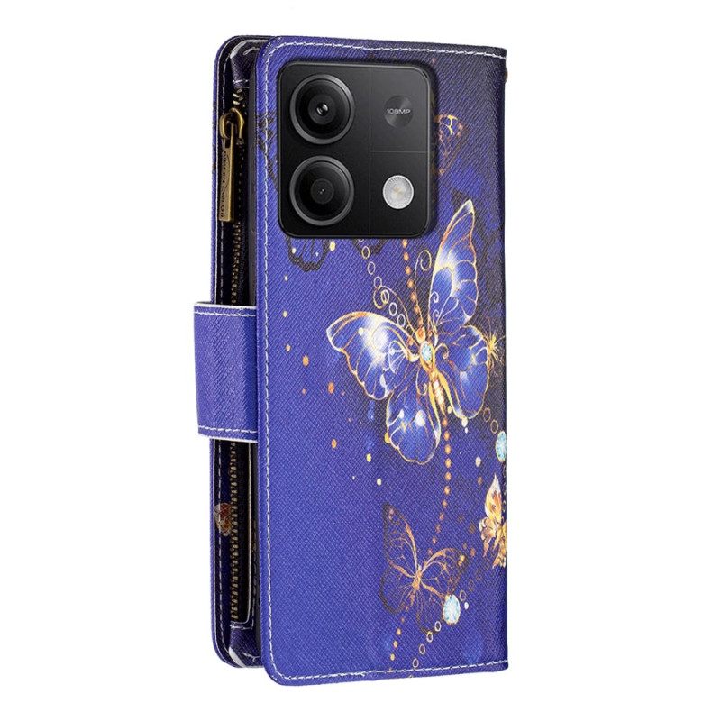 Δερματινη Θηκη Xiaomi Redmi Note 13 5g Πορτοφόλι Purple Butterflies Με Λουράκι