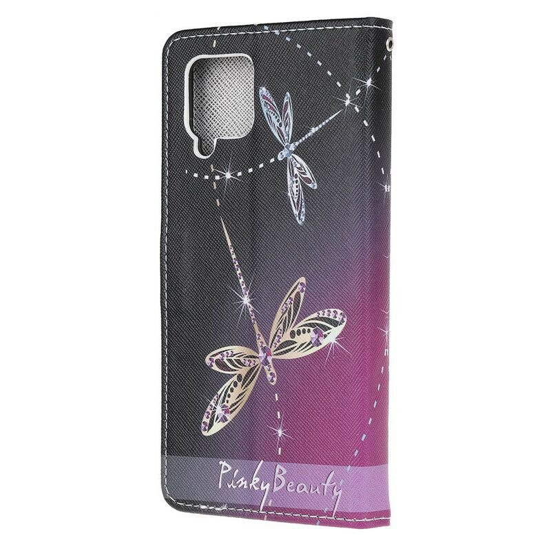 δερματινη θηκη Samsung Galaxy A42 5G με κορδονι Strappy Dragonflies