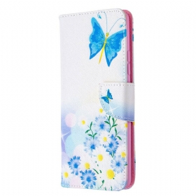 δερματινη θηκη Samsung Galaxy A42 5G Ζωγραφισμένες Πεταλούδες Και Λουλούδια