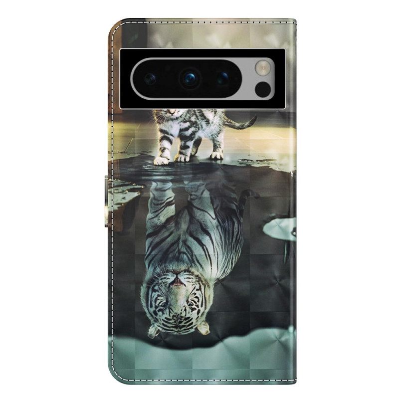 Δερματινη Θηκη Google Pixel 8 Pro Dream Of Kitten Με Λουράκι