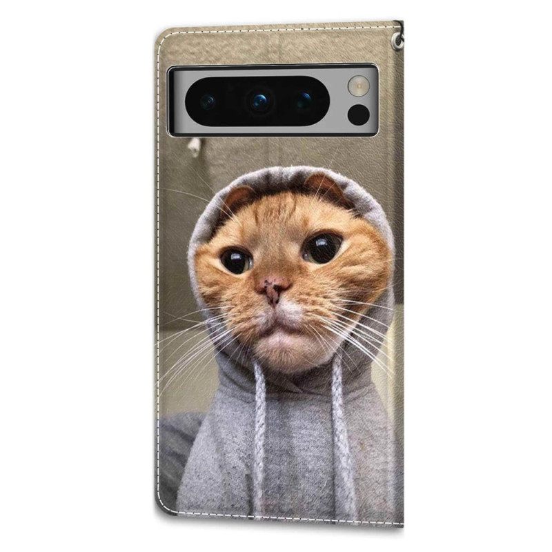 Δερματινη Θηκη Google Pixel 8 Pro Yo Cat Με Λουράκι