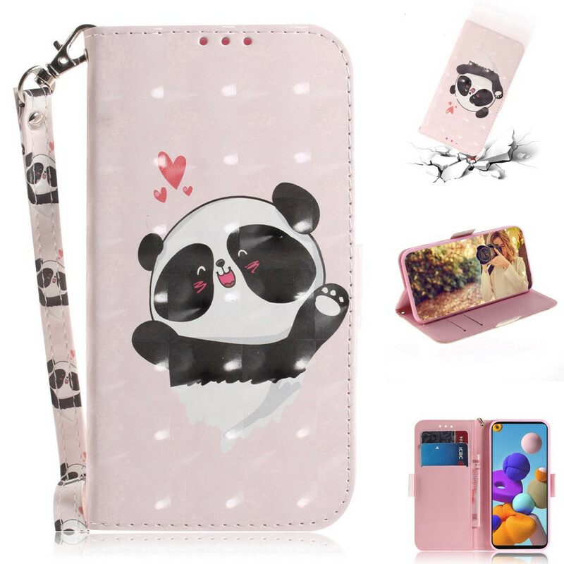 Κάλυμμα Samsung Galaxy A21s με κορδονι Panda Love With Lanyard