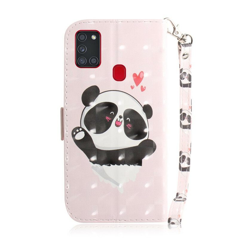 Κάλυμμα Samsung Galaxy A21s με κορδονι Panda Love With Lanyard