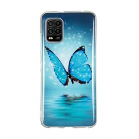 θηκη κινητου Xiaomi Mi 10 Lite Φθορίζουσα Μπλε Πεταλούδα