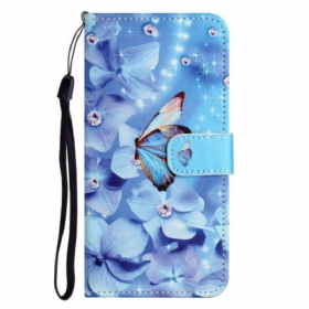 Κάλυμμα iPhone 14 Plus με κορδονι Strappy Diamond Butterflies