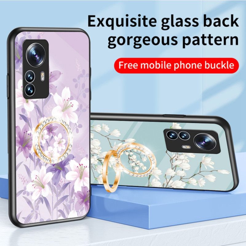 θηκη κινητου Xiaomi 12 / 12X Tempered Glass Με Flower Ring