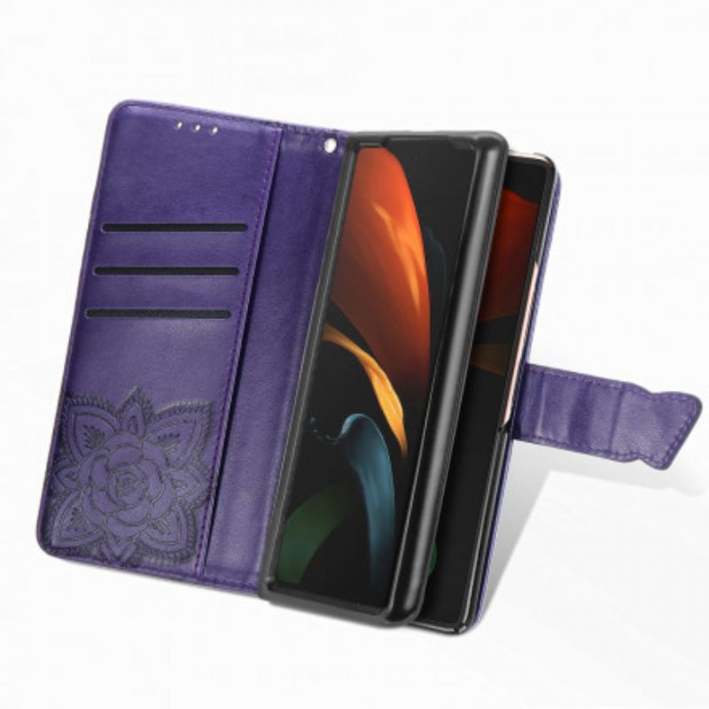 δερματινη θηκη Samsung Galaxy Z Fold 3 5G Σχέδιο Πεταλούδας Με Κορδόνι