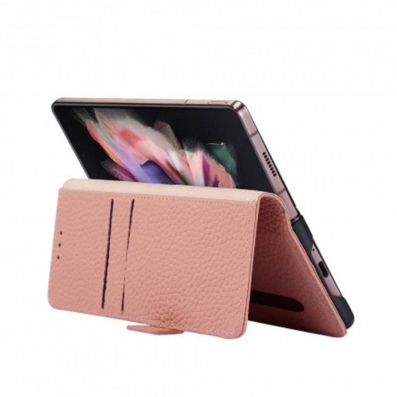 Κάλυμμα Samsung Galaxy Z Fold 3 5G Γνήσιο Δέρμα Litchi