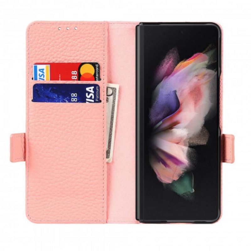 Κάλυμμα Samsung Galaxy Z Fold 3 5G Γνήσιο Δέρμα Litchi