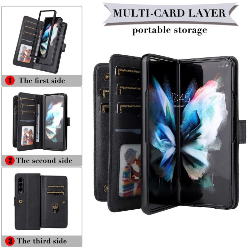 Κάλυμμα Samsung Galaxy Z Fold 3 5G Πορτοφόλι Επαγγελματικών Νομισμάτων Πολλαπλών Λειτουργιών