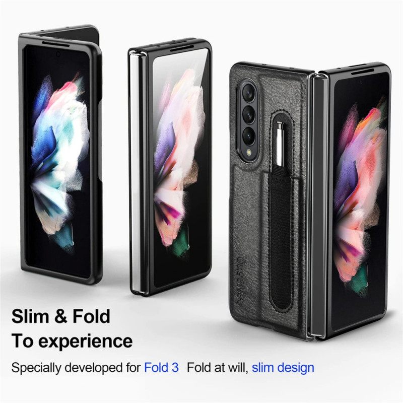 θηκη κινητου Samsung Galaxy Z Fold 3 5G Δερμάτινη Βάση Γραφίδας Style Caseneo