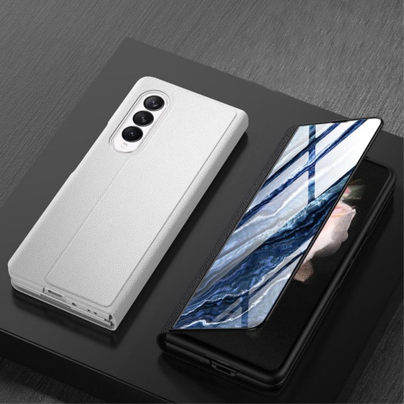 θηκη κινητου Samsung Galaxy Z Fold 3 5G Θήκη Flip Marble Effect Tempered Glass