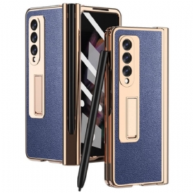 Θήκη Samsung Galaxy Z Fold 3 5G Πολυλειτουργικό Δέρμα Litchi