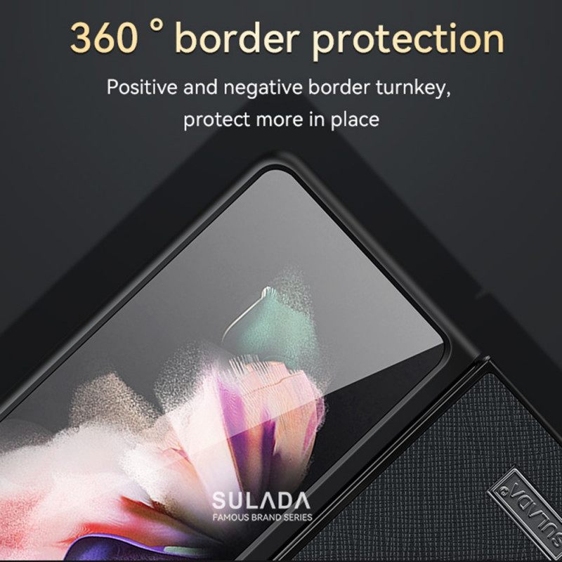 Θήκη Samsung Galaxy Z Fold 3 5G Συνθετικό Δέρμα Sulada Με Υφή