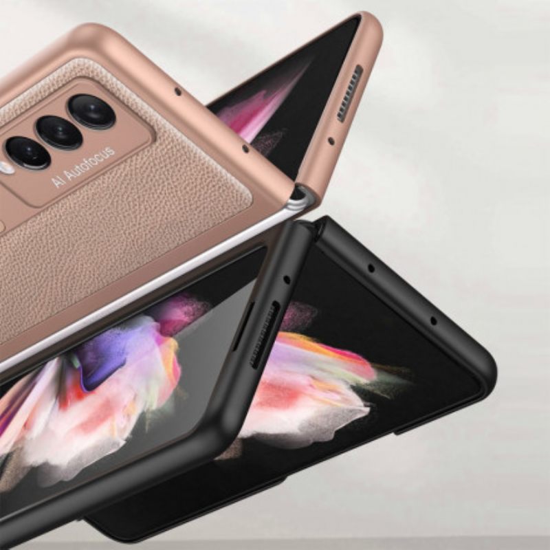 Θήκη Samsung Galaxy Z Fold 3 5G Υφαντό Δερμάτινο Στήριγμα Gkk