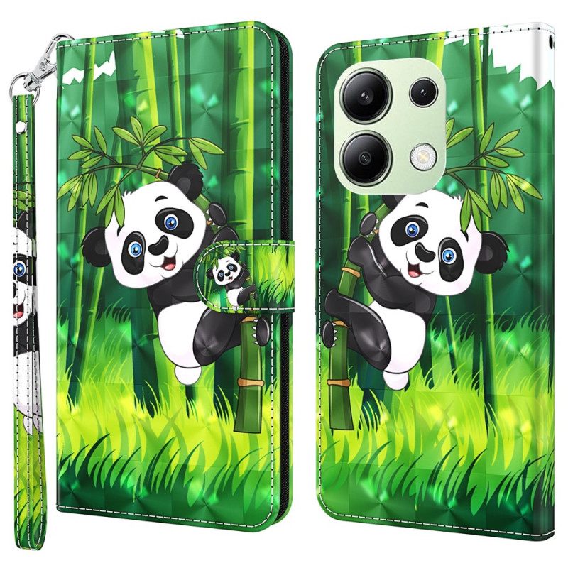 Δερματινη Θηκη Xiaomi Redmi Note 13 4g Bamboo Panda Με Λουράκι