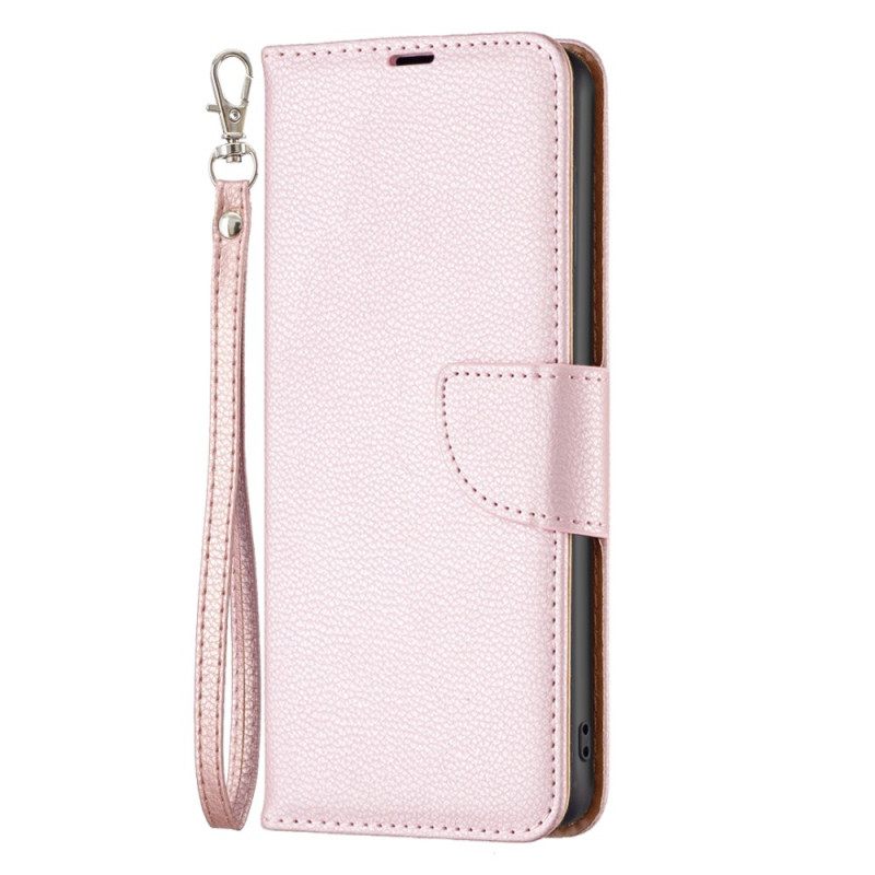 Δερματινη Θηκη Xiaomi Redmi Note 13 4g Litchi Leather Style Με Λουράκι Σιλικόνης