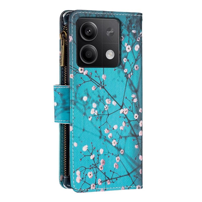 Δερματινη Θηκη Xiaomi Redmi Note 13 4g Πορτοφόλι Plum Blossoms Σιλικόνης