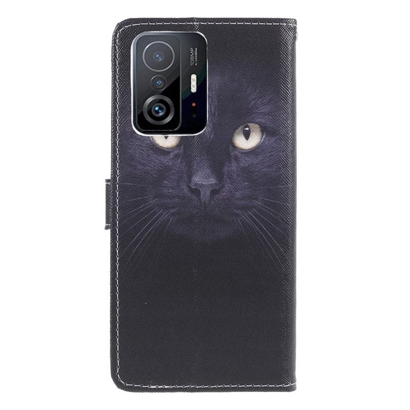 Κάλυμμα Xiaomi 11T / 11T Pro με κορδονι Strappy Black Cat Eyes