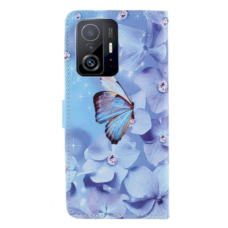 Κάλυμμα Xiaomi 11T / 11T Pro με κορδονι Strappy Diamond Butterflies