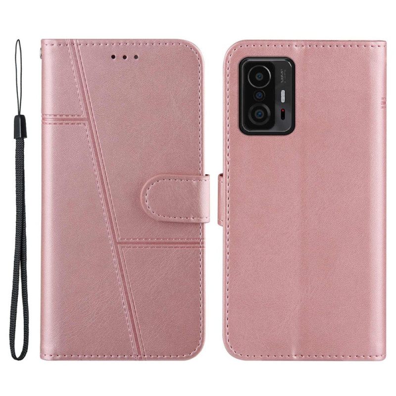 Κάλυμμα Xiaomi 11T / 11T Pro με κορδονι Strappy Geo Leather Effect