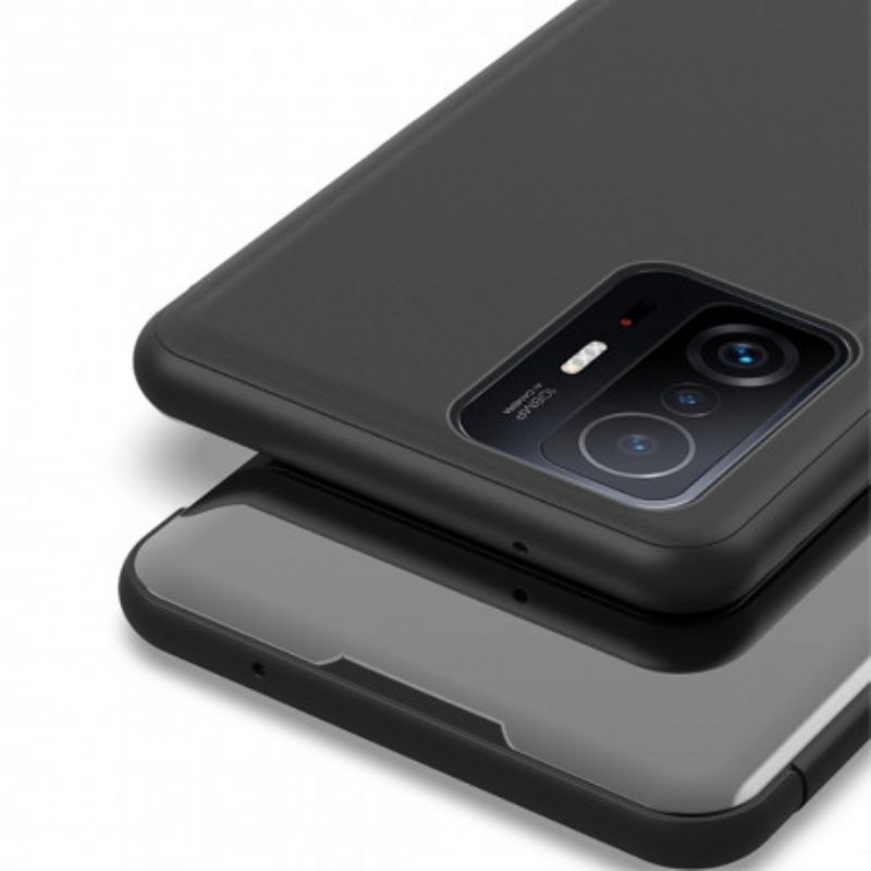 θηκη κινητου Xiaomi 11T / 11T Pro Καθρέφτης Και Ψεύτικο Δέρμα