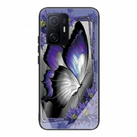 θηκη κινητου Xiaomi 11T / 11T Pro Μωβ Butterfly Tempered Glass