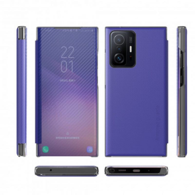 θηκη κινητου Xiaomi 11T / 11T Pro Θήκη Flip Ημιδιαφανές Ίνες Άνθρακα