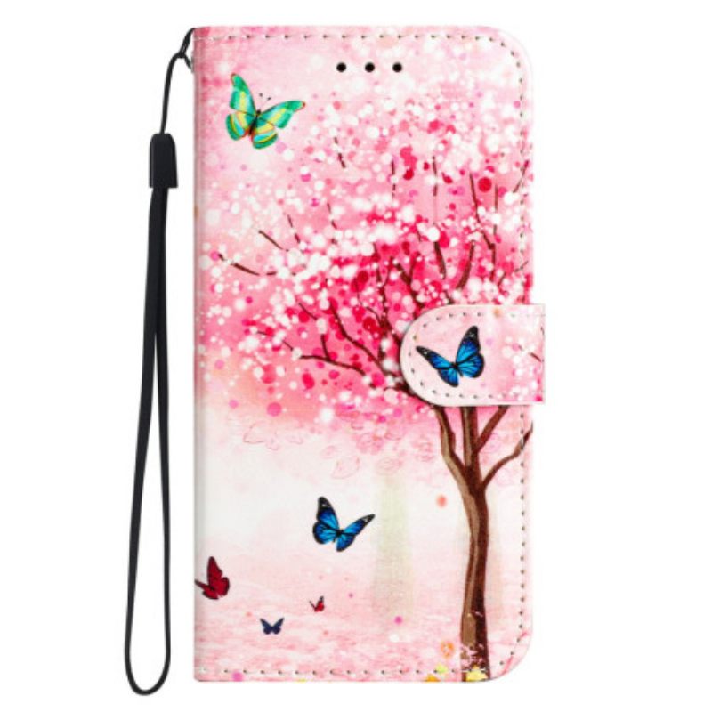 Δερματινη Θηκη Motorola Edge 50 Cherry Blossom Tree With Strap