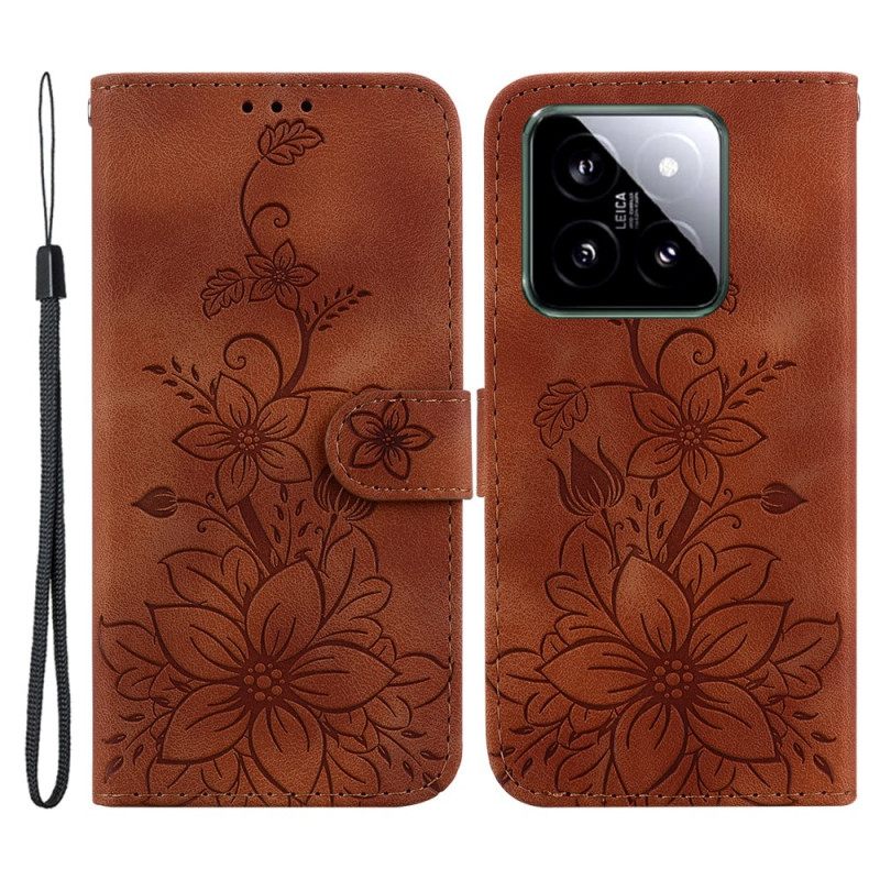 Δερματινη Θηκη Xiaomi 14 Floral Pattern Σιλικόνης