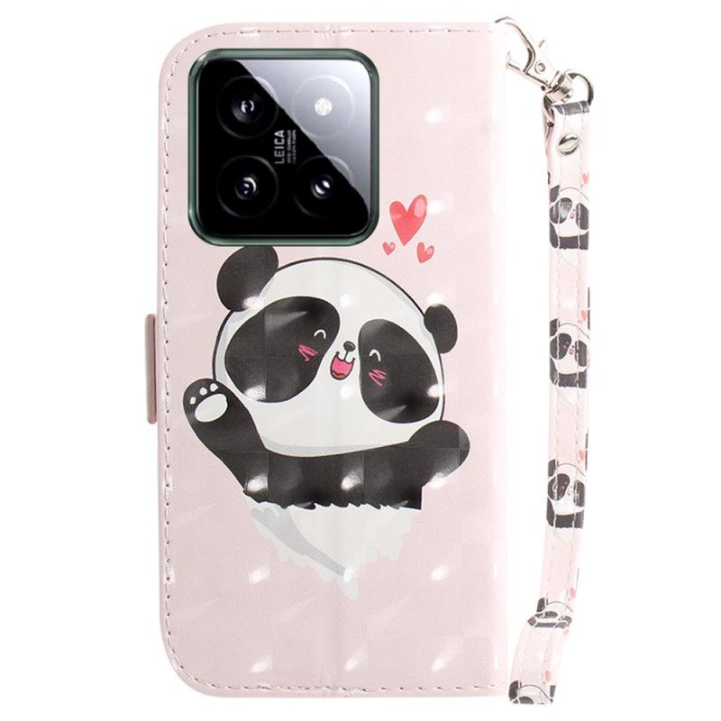 Δερματινη Θηκη Xiaomi 14 Panda Love With Strap