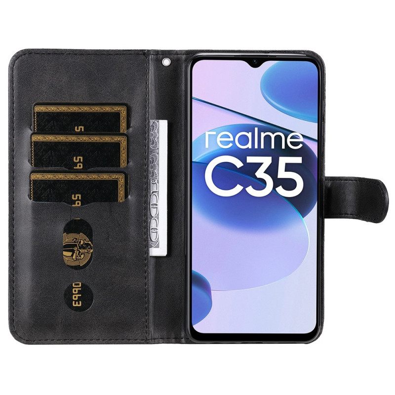 δερματινη θηκη Realme C35 Τσέπη Με Φερμουάρ