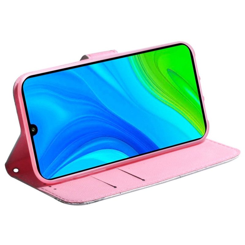 Κάλυμμα Realme C35 με κορδονι Γάτα Και Strappy Strawberry