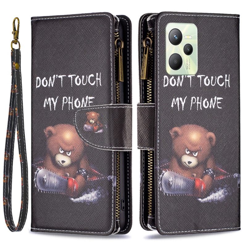 Κάλυμμα Realme C35 με κορδονι Θήκη Με Φερμουάρ Dangerous Bear