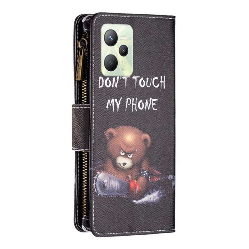 Κάλυμμα Realme C35 με κορδονι Θήκη Με Φερμουάρ Dangerous Bear