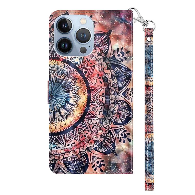 Κάλυμμα iPhone 14 Pro με κορδονι Πολύχρωμο Strappy Mandala