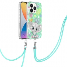 θηκη κινητου iPhone 14 Pro με κορδονι Corded Elephant Style