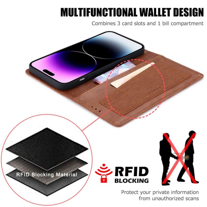 θηκη κινητου iPhone 14 Pro Θήκη Flip Στυλ Καμβά Rfid