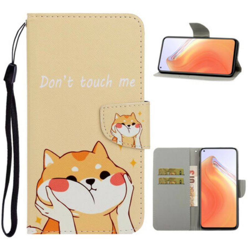 δερματινη θηκη Xiaomi Mi 10T / 10T Pro με κορδονι Cat Don't Touch Me With Strap