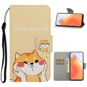 δερματινη θηκη Xiaomi Mi 10T / 10T Pro με κορδονι Cat Don't Touch Me With Strap