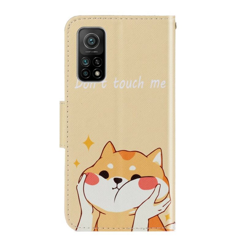 δερματινη θηκη Xiaomi Mi 10T / 10T Pro με κορδονι Cat Don't Touch Me With Strap