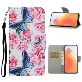 Κάλυμμα Xiaomi Mi 10T / 10T Pro Πεταλούδες Floral Lanyard