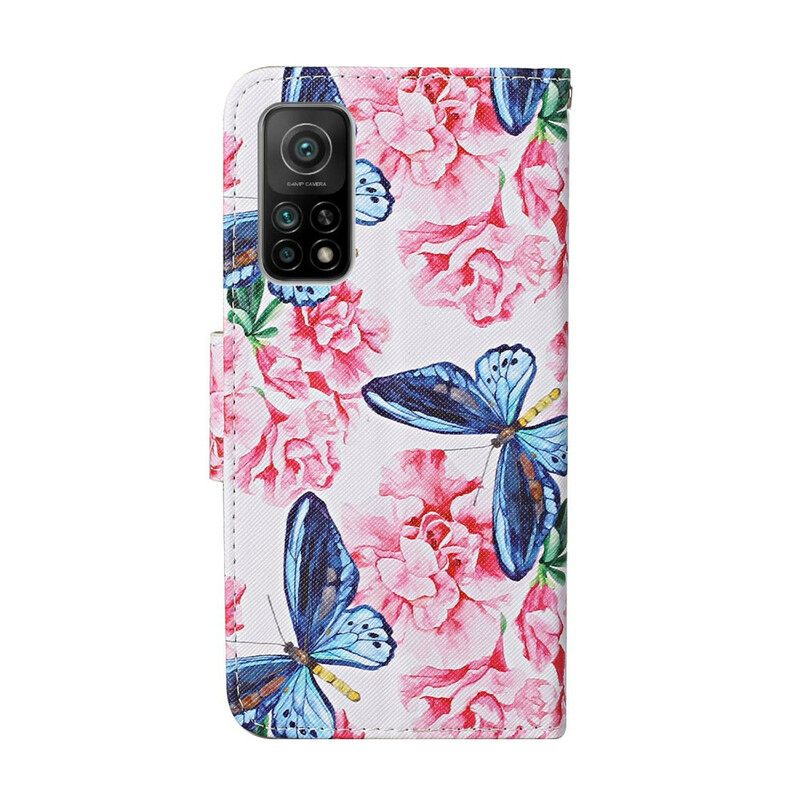 Κάλυμμα Xiaomi Mi 10T / 10T Pro Πεταλούδες Floral Lanyard