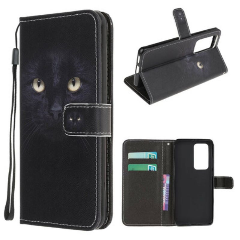 Θήκη Flip Xiaomi Mi 10T / 10T Pro με κορδονι Strappy Black Cat Eyes