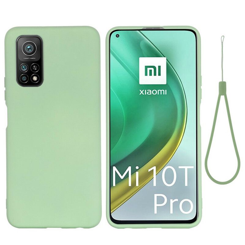 Θήκη Xiaomi Mi 10T / 10T Pro Υγρή Σιλικόνη Με Κορδόνι