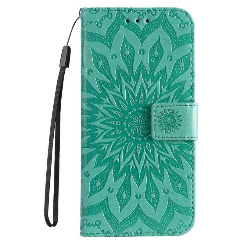 Δερματινη Θηκη iPhone 16 Plus Μοτίβο Mandala Με Λουράκι