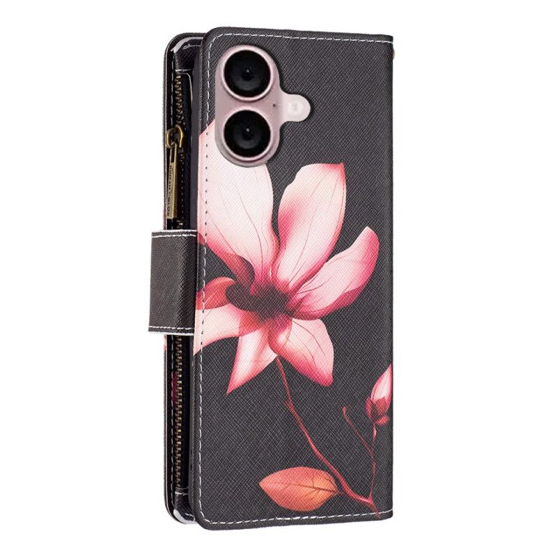 Δερματινη Θηκη iPhone 16 Plus Πορτοφόλι Lotus Strap