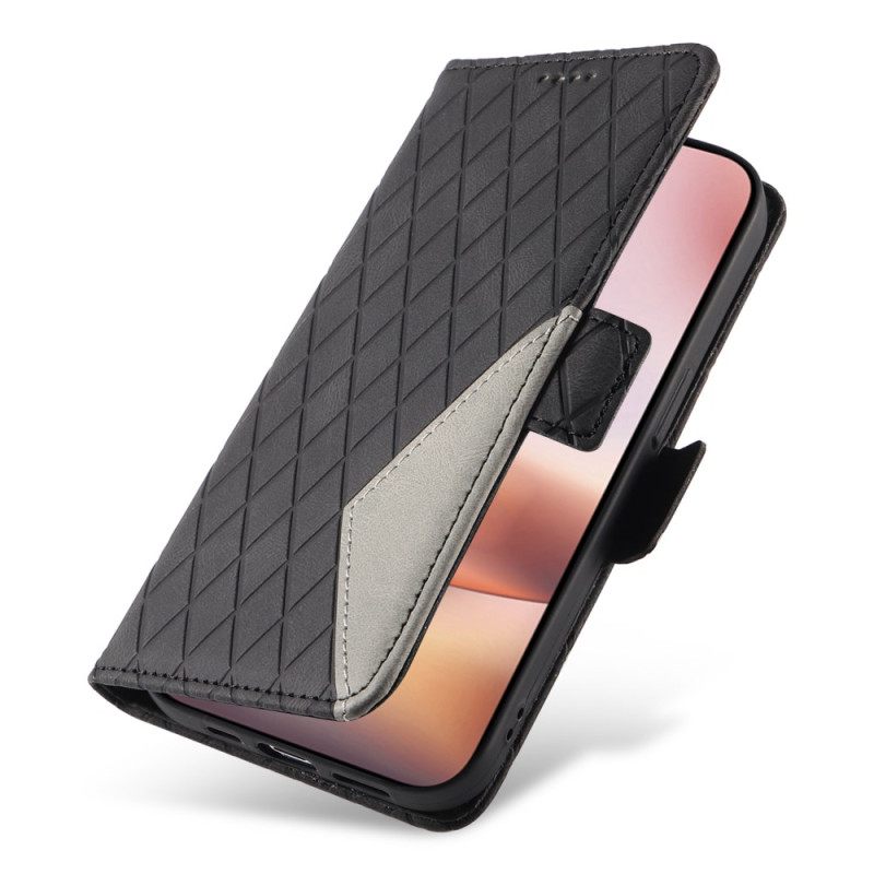 Δερματινη Θηκη iPhone 16 Plus Strappy Diamond Pattern Σιλικόνης